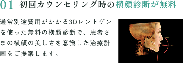 初回カウンセリング時の横顔診断が無料