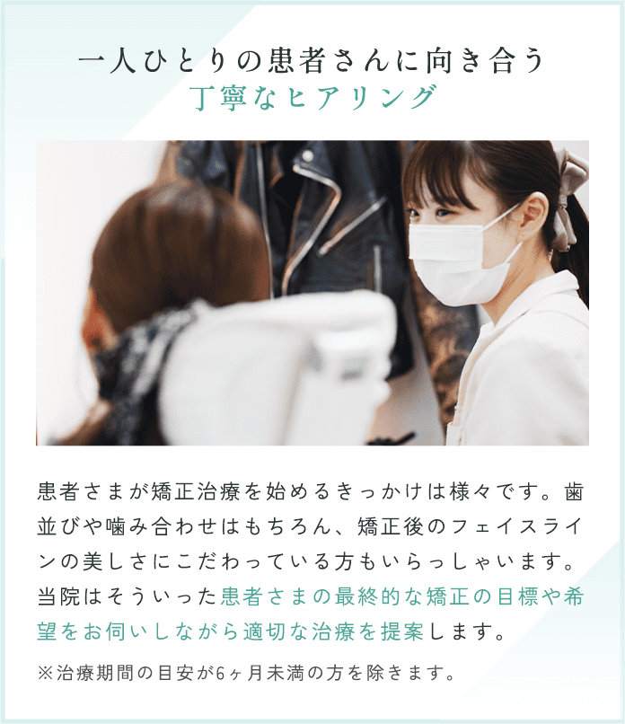一人ひとりの患者さんに向き合う丁寧なヒアリング